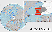 Gray Location Map of Satakunta, highlighted country, highlighted parent region, hill shading