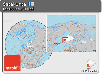 Gray Location Map of Satakunta, highlighted parent region, within the entire country