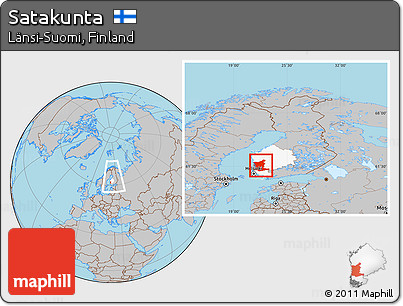 Gray Location Map of Satakunta, highlighted parent region, within the entire country