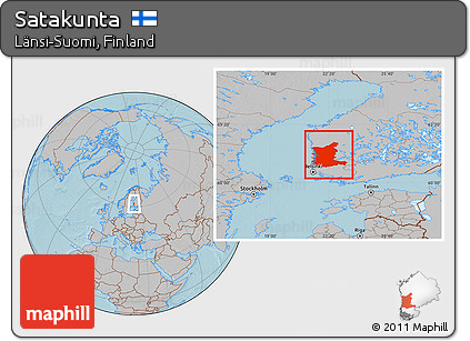 Gray Location Map of Satakunta, hill shading