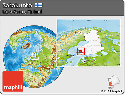Physical Location Map of Satakunta, highlighted country, within the entire country
