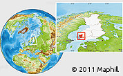 Physical Location Map of Satakunta, highlighted country, within the entire country