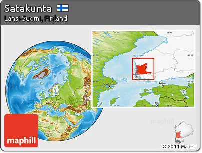 Physical Location Map of Satakunta, highlighted country