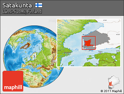 Physical Location Map of Satakunta, highlighted country, highlighted parent region