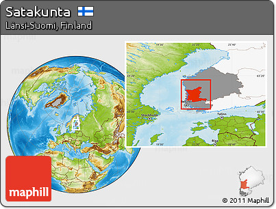 Physical Location Map of Satakunta, highlighted country, highlighted parent region
