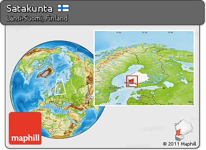 Physical Location Map of Satakunta, highlighted parent region, within the entire country
