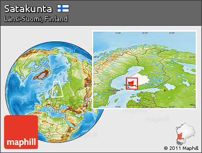 Physical Location Map of Satakunta, highlighted parent region, within the entire country