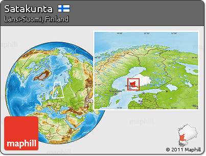 Physical Location Map of Satakunta, highlighted parent region, within the entire country