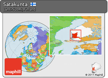 Political Location Map of Satakunta, highlighted parent region