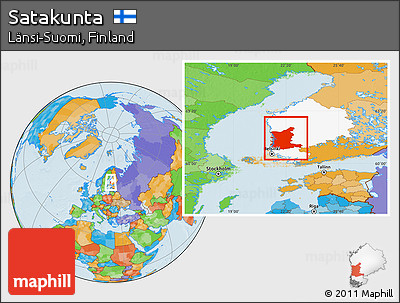 Political Location Map of Satakunta, highlighted parent region