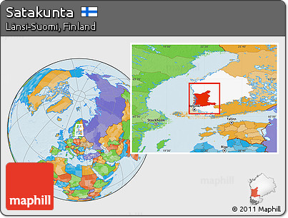 Political Location Map of Satakunta, highlighted parent region