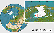 Satellite Location Map of Satakunta, highlighted country, within the entire country