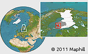 Satellite Location Map of Satakunta, highlighted country, highlighted parent region, within the entire country