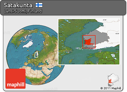Satellite Location Map of Satakunta, highlighted country, highlighted parent region