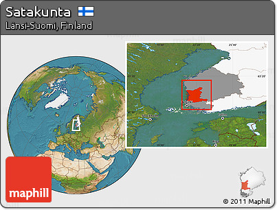 Satellite Location Map of Satakunta, highlighted country, highlighted parent region