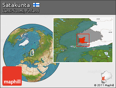 Satellite Location Map of Satakunta, highlighted country, highlighted parent region