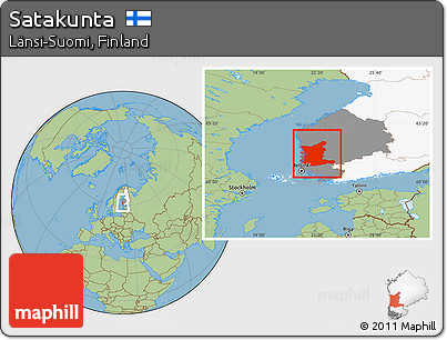 Savanna Style Location Map of Satakunta, highlighted country, highlighted parent region