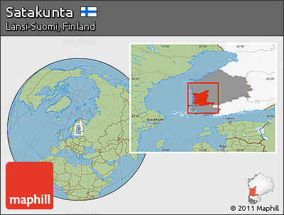 Savanna Style Location Map of Satakunta, highlighted country, highlighted parent region