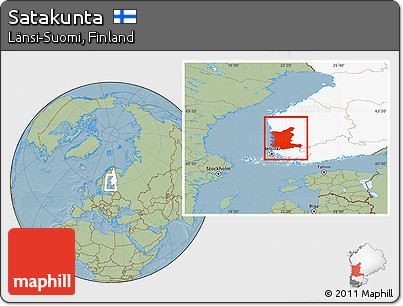 Savanna Style Location Map of Satakunta, highlighted country, hill shading