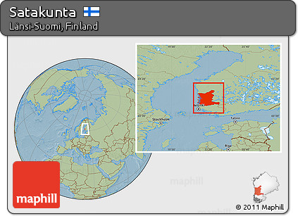 Savanna Style Location Map of Satakunta, hill shading
