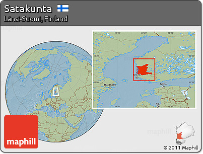 Savanna Style Location Map of Satakunta, hill shading