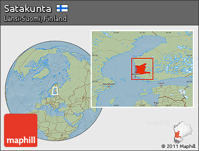 Savanna Style Location Map of Satakunta, hill shading