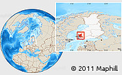 Shaded Relief Location Map of Satakunta, highlighted country, within the entire country