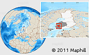 Shaded Relief Location Map of Satakunta, highlighted country, highlighted parent region, within the entire country