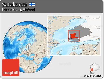 Shaded Relief Location Map of Satakunta, highlighted country, highlighted parent region