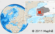Shaded Relief Location Map of Satakunta, highlighted country, highlighted parent region