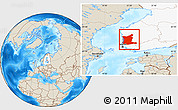Shaded Relief Location Map of Satakunta, highlighted country