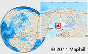 Shaded Relief Location Map of Satakunta, highlighted parent region, within the entire country