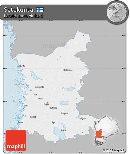 Gray Map of Satakunta, single color outside