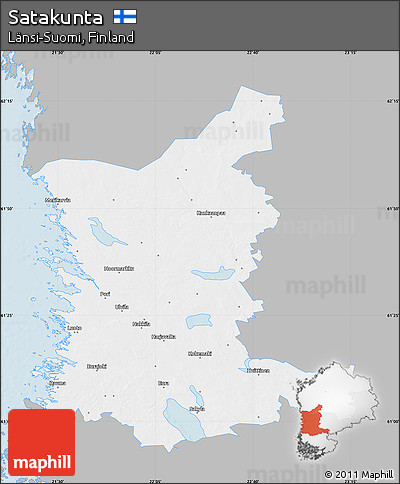 Gray Map of Satakunta, single color outside
