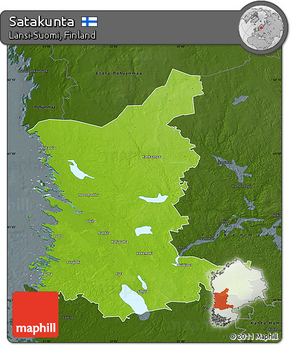 Physical Map of Satakunta, darken