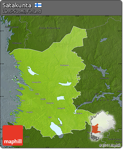 Physical Map of Satakunta, darken