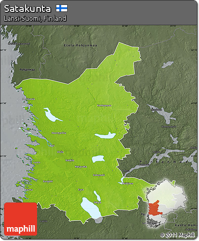 Physical Map of Satakunta, darken, semi-desaturated