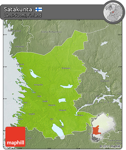 Physical Map of Satakunta, semi-desaturated