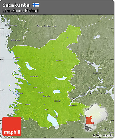 Physical Map of Satakunta, semi-desaturated