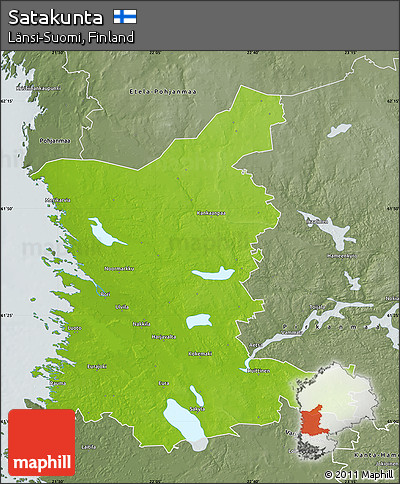 Physical Map of Satakunta, semi-desaturated