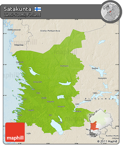 Physical Map of Satakunta, shaded relief outside