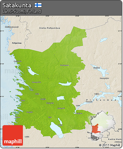 Physical Map of Satakunta, shaded relief outside