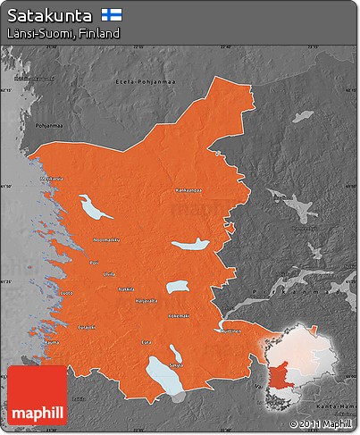 Political Map of Satakunta, darken, desaturated