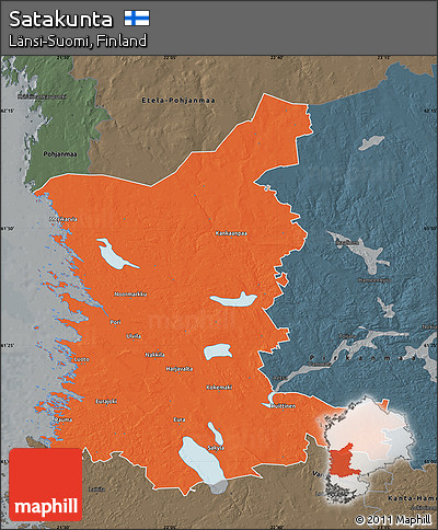 Political Map of Satakunta, darken, semi-desaturated