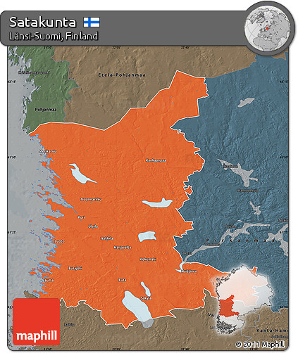 Political Map of Satakunta, darken, semi-desaturated