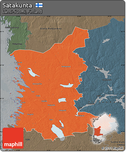 Political Map of Satakunta, darken, semi-desaturated