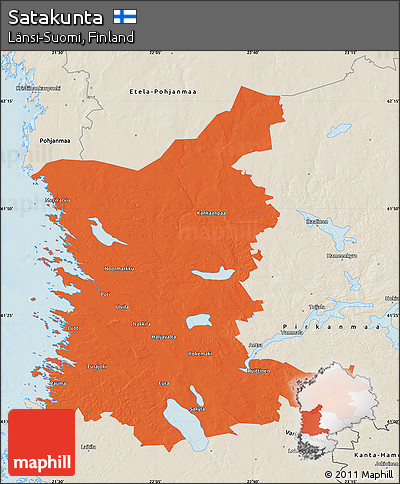 Political Map of Satakunta, shaded relief outside