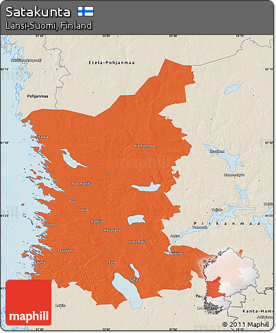 Political Map of Satakunta, shaded relief outside