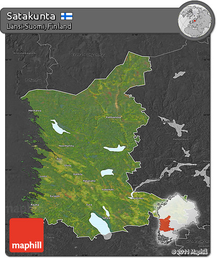 Satellite Map of Satakunta, darken, desaturated