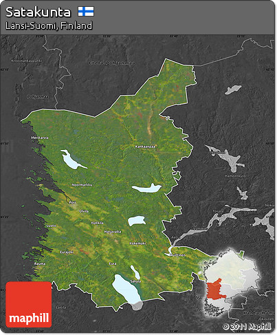 Satellite Map of Satakunta, darken, desaturated